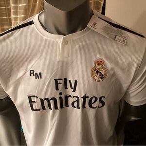 White Men's Jersey Real
Madrid FC soccer style